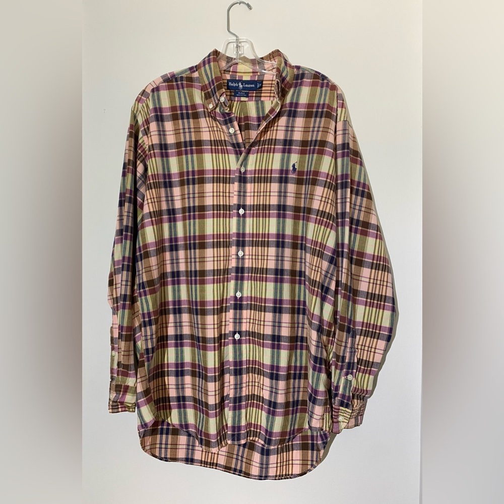 Ralph Lauren Button Down Shirt Mens Medium Blake Multicolored Plaid
